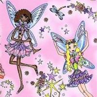 Tossed Multi-Cultural Fairies with Stardust Glitter on Pink by Lloyds and Barton