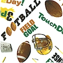 Sports Novelty - Football Terms and Equipment on Ivory - SALE! (MINIMUM PURCHASE 1 YARD)