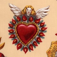 Corazones - Mexican Sacred Hearts on Tea - LTD. YARDAGE AVAILABLE