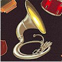 Tossed Musical Instruments on Black - SALE! (MINIMUM PURCHASE 1 YARD)