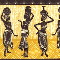 Gold African Women Silhouette Vertical Stripe (Digital)