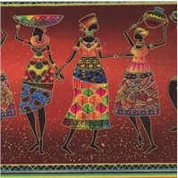 African Sunset - Gilded Dancing Women Vertical Stripe by Chong-A Hwang