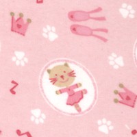 Kiddie Flannel - Ballerina Kittens & Paws on Pink