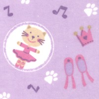 Kiddie Flannel - Ballerina Kittens & Paws on Lilac
