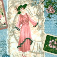 A Ladies’ Diary - Vintage Fashion Collage on Teal Blue by Graphic 45