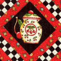 Cup of Kindness - Teapot Trellis Design by Mary Engelbreit - LTD. YARDAGE AVAILABLE (.375 YD.) MUST 