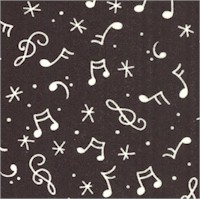 The Caroler - Musical Notes and Snowflakes on Black by Mary Engelbreit  - LTD. YARDAGE AVAILABLE