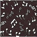 Bare Essentials - Tossed Musical Notes in White on Black - SALE! (MINIMUM PURCHASE 1 YARD)