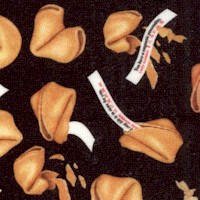 Order Up - Tossed Small-Scale Fortune Cookies on Black by Dan Morris