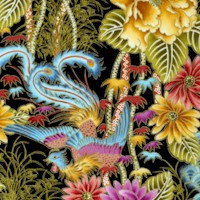 Yoshiko Collection - Gilded Phoenixes and Floral on Black