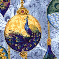 Gilded Peacock Ornaments on Blue by Punch Studio