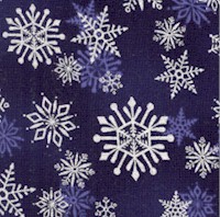 Weekend in the Woods - Silver Metallic Snowflakes on Blue - SALE! (MINIMUM PURCHASE 1 YARD)