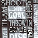 Sports Novelty - Soccer Term Collage in Black, White and Gray