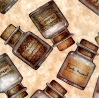 Sizzle & Spice - Tossed Spice Jars on Mottled Beige by Dan Morris