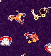 Pop ’n Play© - Tossed Vintage Toys on Navy Blue