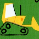 The Cone Zone - Construction Trucks on Green by Caleb Gray - SALE! (MINIMUM PURCHASE 1 YARD)