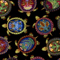 Indigenous Turtles - Exquisite Southwestern Design Shells on Black by David Martin