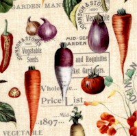 Garden Guide - Rustic Vegetables and Flowers on Vintage Advertising