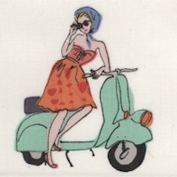 Vacation - Retro Scooter Ladies on Holiday