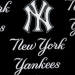 New York Yankees Tossed Logo on Navy Blue - 58 Inches Wide!