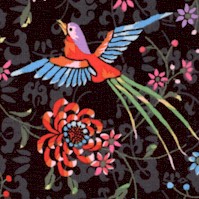 Mei Fong - Exotic Birds and Flowers on Black by Beverlyann Stillwell and Li Fong