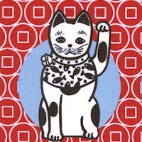 Medetai - Manekineko Lucky Cat on Red by Hoodie -