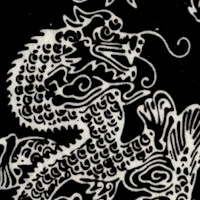 Black and White Asian Dragon Batik