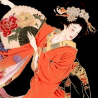 Kyoto - Exquisite Gilded Geishas on Black