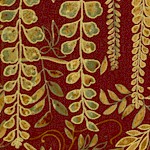 Mikado - Gilded Foliage and Birds on Burgundy by Deborah Edwards