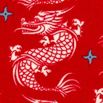 Year of the Ninja - Small Scale Asian Dragons on Red