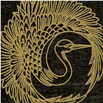 Hyakka Ryoran - Gilded Asian Motif Medallions on Black Texture