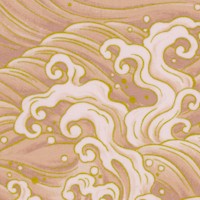 Hyakka Ryoran - Elegant Gilded Ocean Waves in Beige and Cream