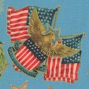 Young Patriots - Gilded American Symbols on Blue