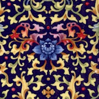 Quilters Dream Art Nouveau Style Floral on Navy