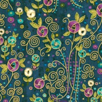 Rhapsody - Gilded Art Nouveau Floral on Teal