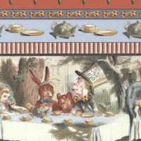 Alice in Wonderland - A Mad Tea Party Vertical Stripe - LTD. YARDAGE AVAILABLE