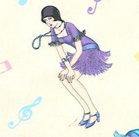 Roaring Twenties Flappers and Musical Notes on Cream by Barbara Lanza