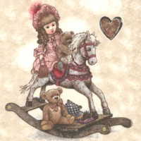 From The Attic - Vintage Dolls PANEL on Parchment by Giordano Studios - SOLD BY THE FULL PANEL ONLY
