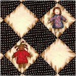 Primitive Dolls - Diagonal Doll and Cat Checkerboard by Debbie Hron  