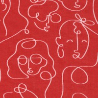 Red Hot Faces on Red - SALE! (MINIMUM PURCHASE 1 YARD)