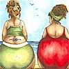 More Fruit Ladies - Beach Scene Panels - Sold and Priced by the Panel