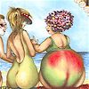 More Fruit Ladies - Beach Scenes in Diamond Frames by Mary Stewart-- BACK IN STOCK! (PE-fruitladies-