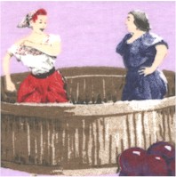 Lucy Grape Stomping Scenes on Lavender FLANNEL by Nick & Nora