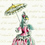 Ruru Marie - 18th Century Rococo Fashion on Ivory - SALE! (MINIMUM PURCHASE ONE YARD)