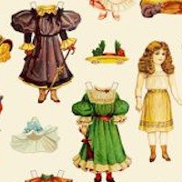 Victorian Paper Dolls and Clothing on Ivory