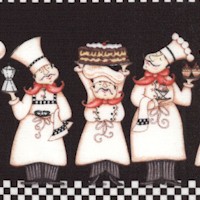 Buon Appetito! Whimsical Chefs and Waiters Vertical Stripe