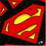 Tossed Superman Logos on Black FLANNEL