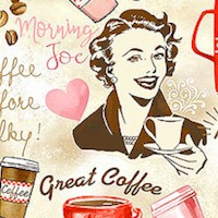 Coffee Shop - Retro Illustrations and Phrases