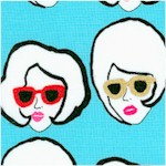 Fashion Statement - Gilded Retro Faces on Blue