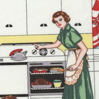 Home Ec - Retro Homemaker Scenes - MINIMUM PURCHASE 1 YARD